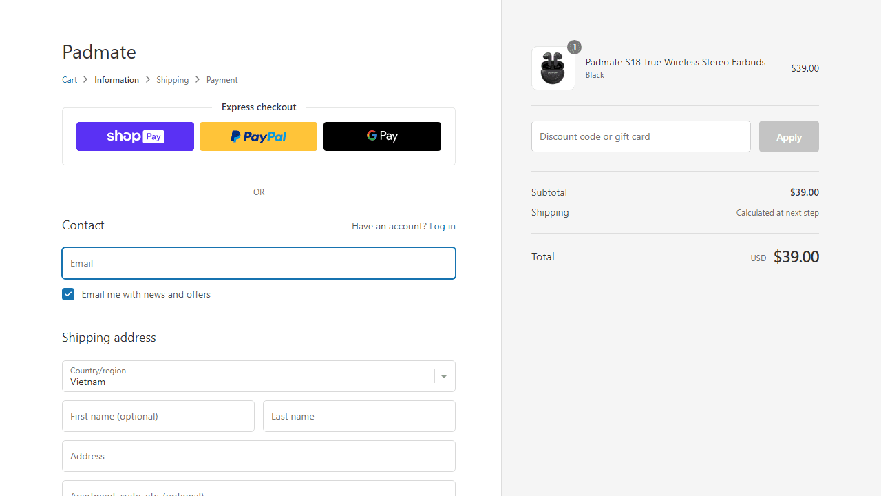 How to apply Padmate coupon code